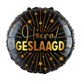Folieballon Hoera Geslaagd Zwart Goud 46cm